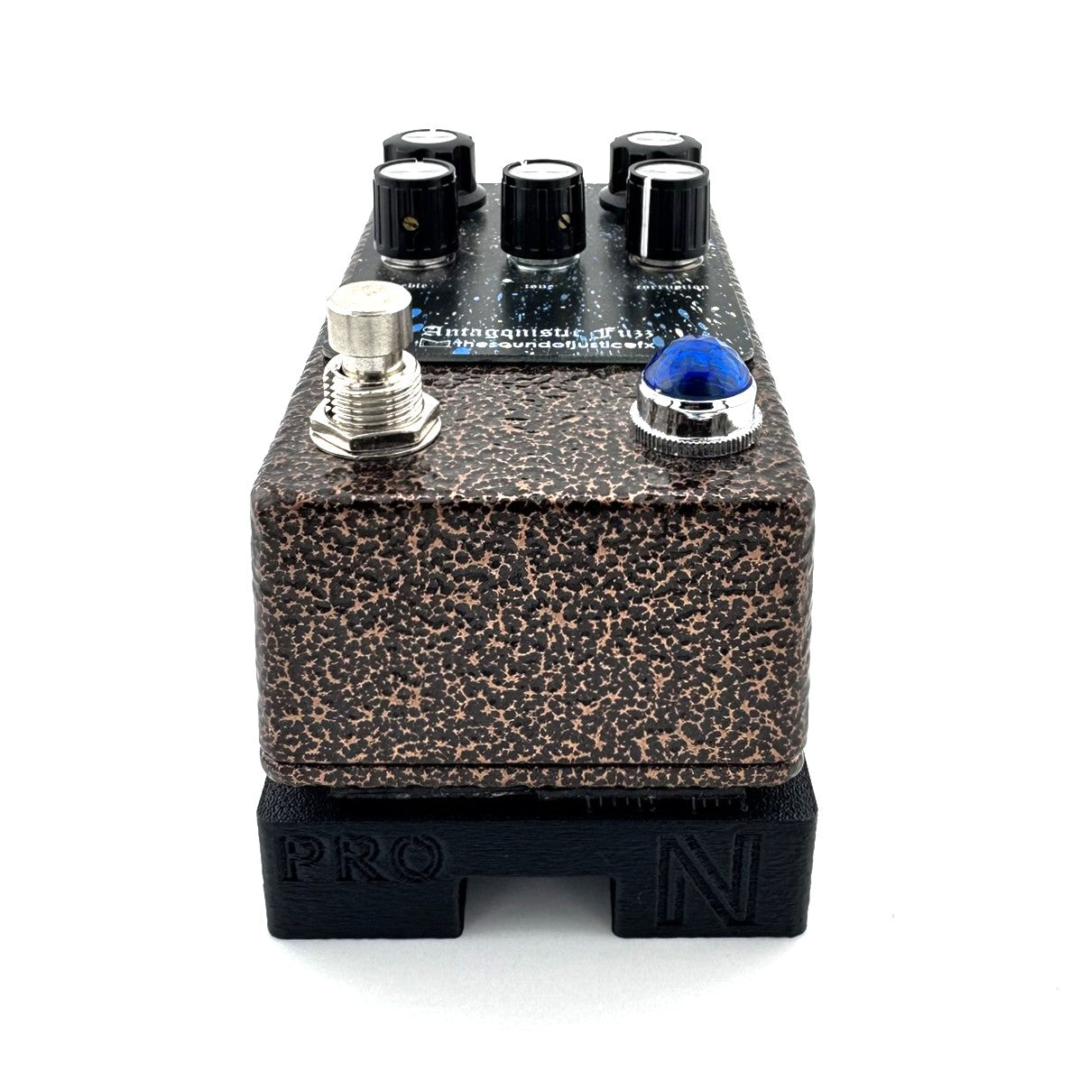 3/4" Pro Flat Pedal Risers from Nicholls Custom Designs being used to lift an Antagonistic Fuzz from The Sound Of Justice
