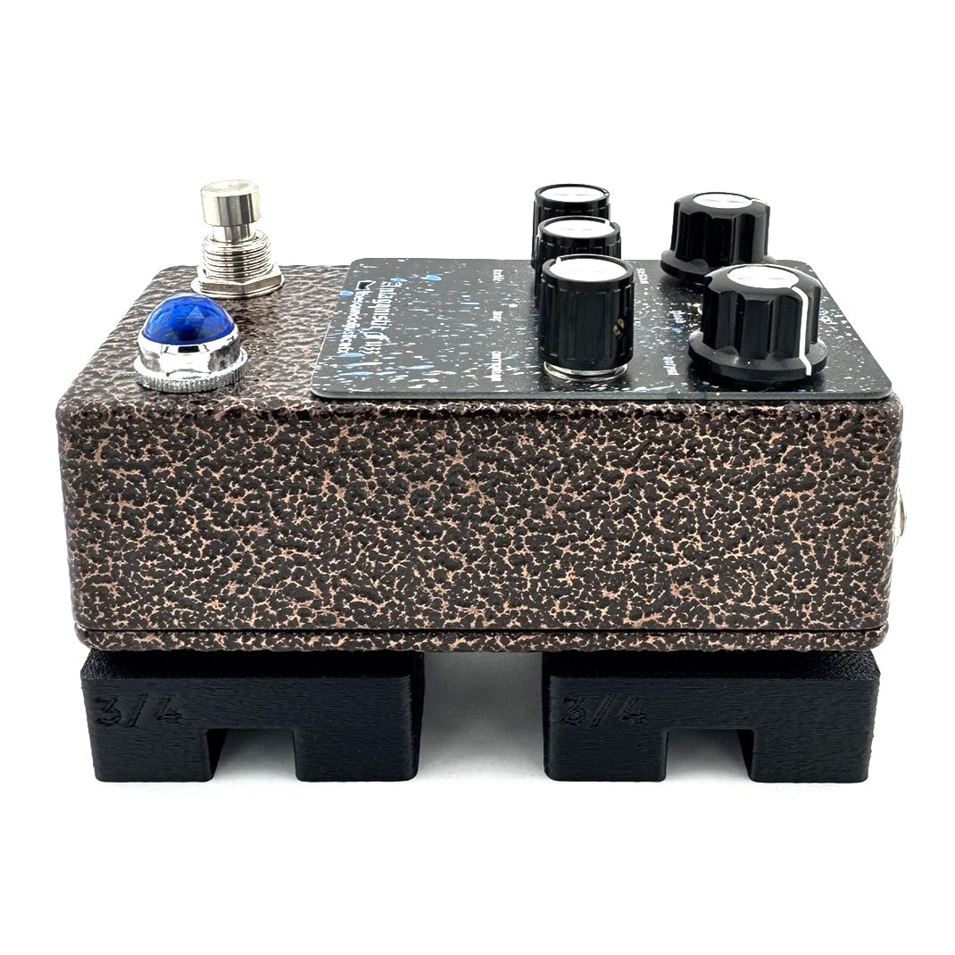 3/4" Pro Flat Pedal Risers from Nicholls Custom Designs being used to lift an Antagonistic Fuzz from The Sound Of Justice