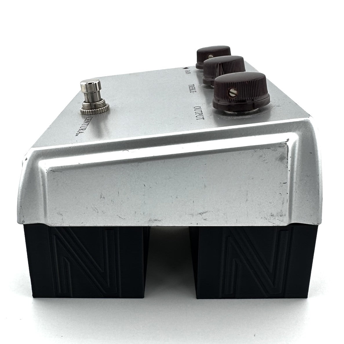 The SKY SCRAPER Pedal Riser from Nicholls Custom Designs being used to give lift to a Ceriatone Centura